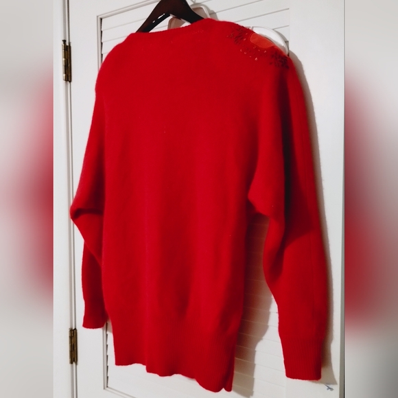 80's Vivien Forest Lambswool, Angora Rabbit Fur Festival Embellished Sweater - Picture 7 of 12